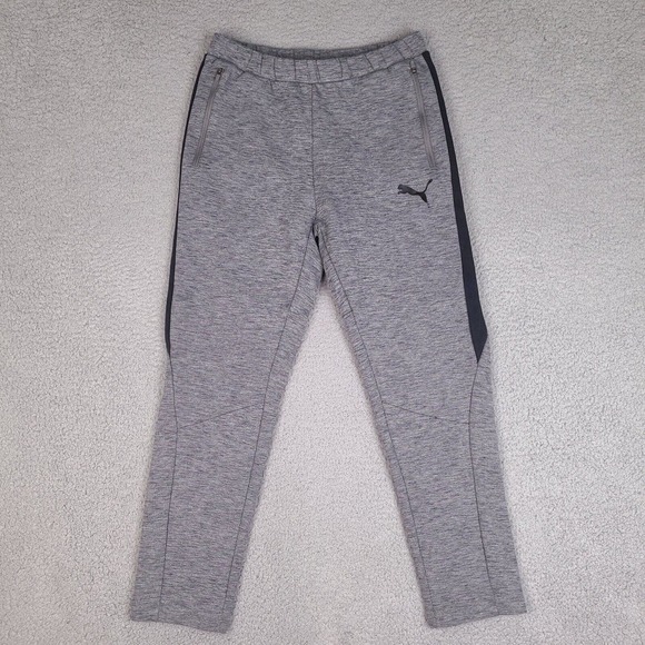 Puma Sweatpants Joggers Mens Medium Gray 28 Waist Activewear Zip Pockets Sports - Picture 1 of 15